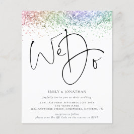 Convite de casamento QR do Rainbow Glitter de Orça