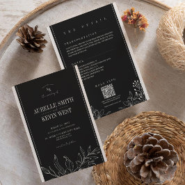 Convite de Casamento QR Elegante Rústico Floral Pr