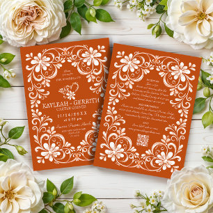 Convite de Casamento QR em Tons de Laranja Desbota