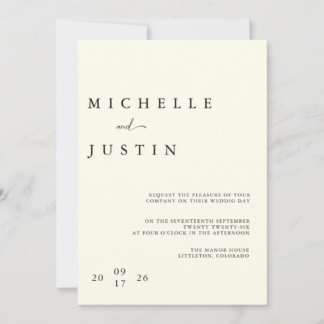 Convite de Casamento QR Minimalista Moderno (Frente)