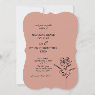 Convite de Casamento QR Rosa Poeira Terracota Dese