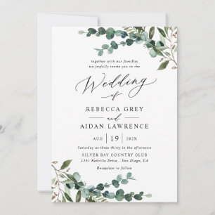 Convite de Casamento QR Rustic Watercolor Greenery