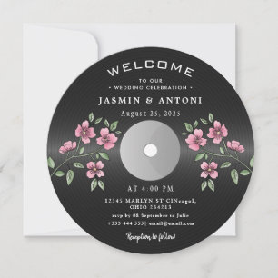 Convite de Casamento QR Vinil Retrô Vintage