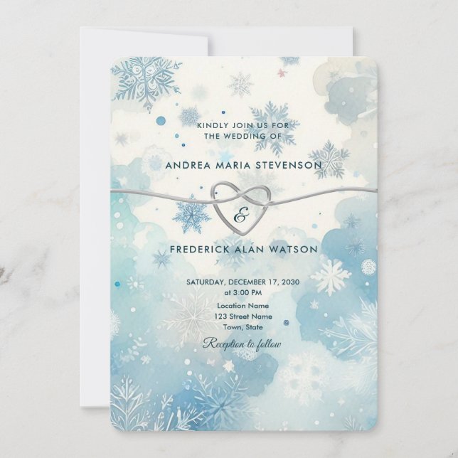 Convite de Casamento QR Winter Wonderland (Frente)