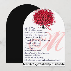 Convite de Casamento Quadrado Árvore do Amor Monog
