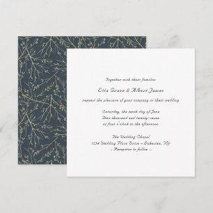 Convite de Casamento Quadrado Botânico Simples Ele