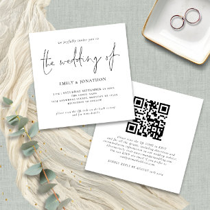 Convite de Casamento Quadrado Código QR Roteiro Mo
