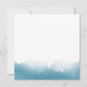 Convite de Casamento Quadrado com Aquarela Azul