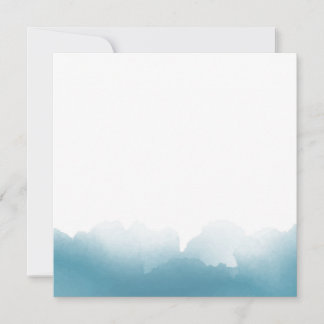 Convite de Casamento Quadrado com Aquarela Azul