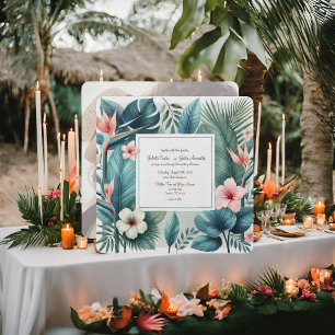 Convite de Casamento Quadrado com Essência Tropica