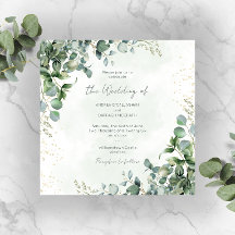 Convite de Casamento Quadrado com Folhagens de Euc