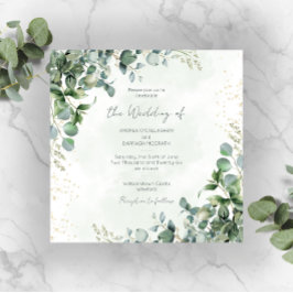 Convite de Casamento Quadrado com Folhagens de Euc