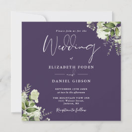 Convite de Casamento Quadrado com Monograma Floral