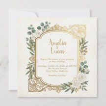 Convite de Casamento Quadrado com Verdejante e Dou