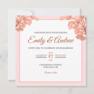 Convite de Casamento Quadrado Floral em Aquarela d