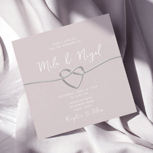 Convite de Casamento Quadrado Minimalista Rosa Beg