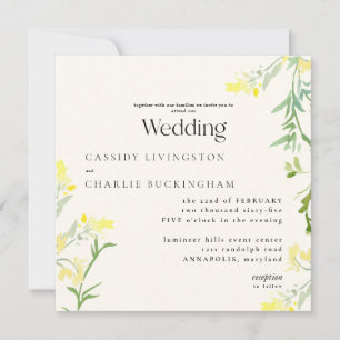 Convite de Casamento Quadrado Monograma com Flores