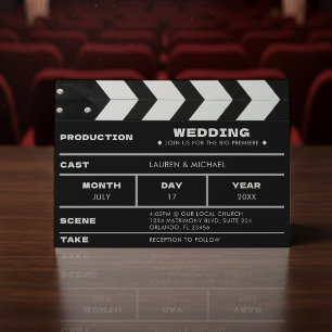 Convite de Casamento Quadro de Clap de Filme