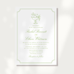 Convite de Casamento Quadro Elegante Citrino Verde
