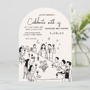 Convite de Casamento Rabisco Desenhado à Mão Capri