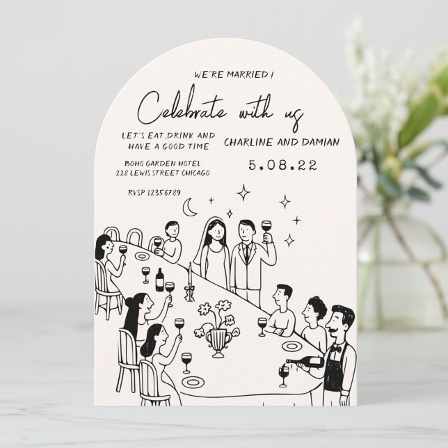 Convite de Casamento Rabisco Desenhado à Mão Capri (Criador carregado)
