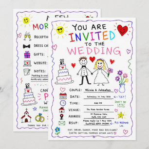 Convite de Casamento Rabisco Divertido Personaliza
