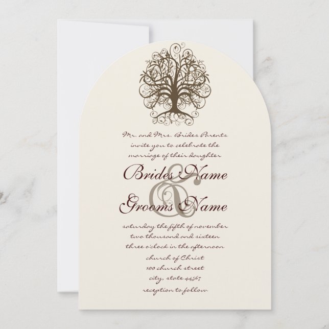 Convite de Casamento Raízes da Árvore Redemoinho M (Verso)