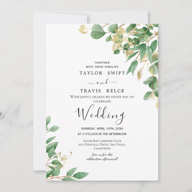 Convite de Casamento Ramo de Oliveira (Frente)