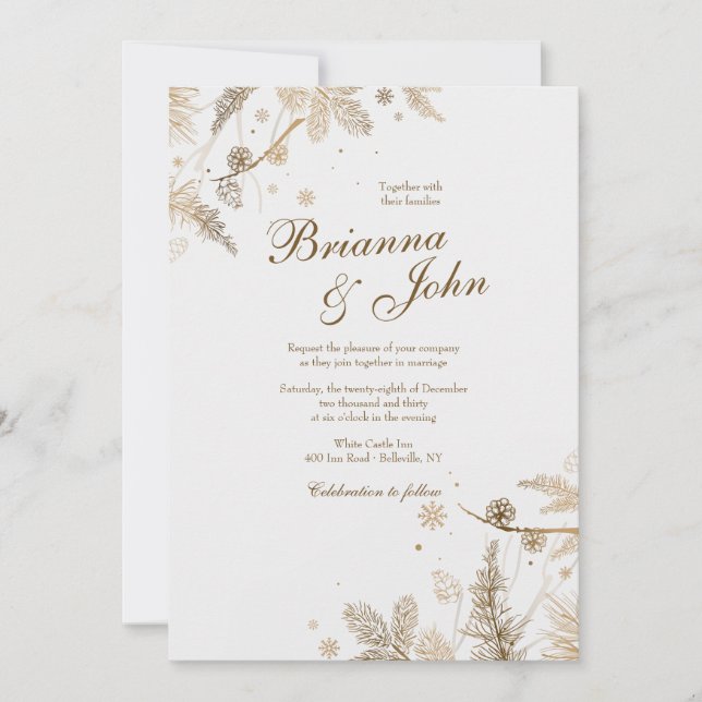 Convite de Casamento Ramos de Inverno (Frente)