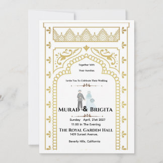 Convite de Casamento Real Indiano – Design Dourado