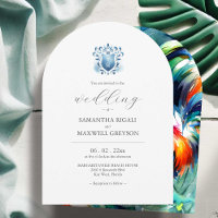 Convite de Casamento Recortado Tropical de Key Wes