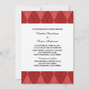 Convite de casamento Red Argyle