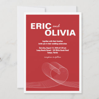 Convite de casamento Red Minimalist Loopy Love Lin