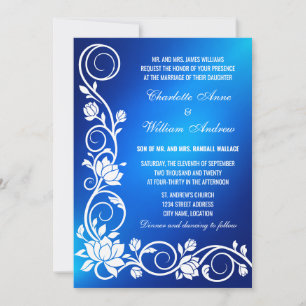 Convite de Casamento Redemoinho Azul Real e Branco