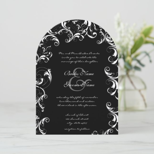 Convite de Casamento Redemoinho Chique (Em pé/Frente)