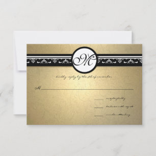 Convite de Casamento Redemoinho Damasco Dourado 5x