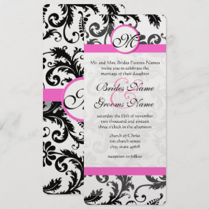 Convite de Casamento Redemoinho de Damasco Floral 