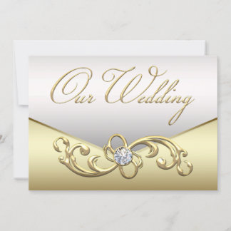 Convite de Casamento Redemoinho de Diamante Dourad