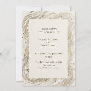 Convite de Casamento Redemoinho Dourado Creme