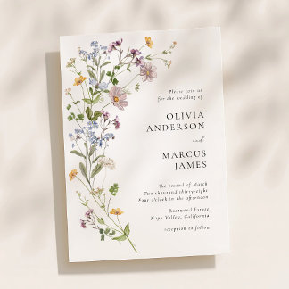 Convite de Casamento Refined Spray de Lavanda e Fl