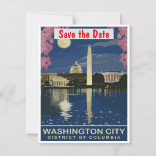 Convite de casamento refletindo Washington DC