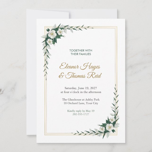 Convite de Casamento Regency Threefold (Frente)