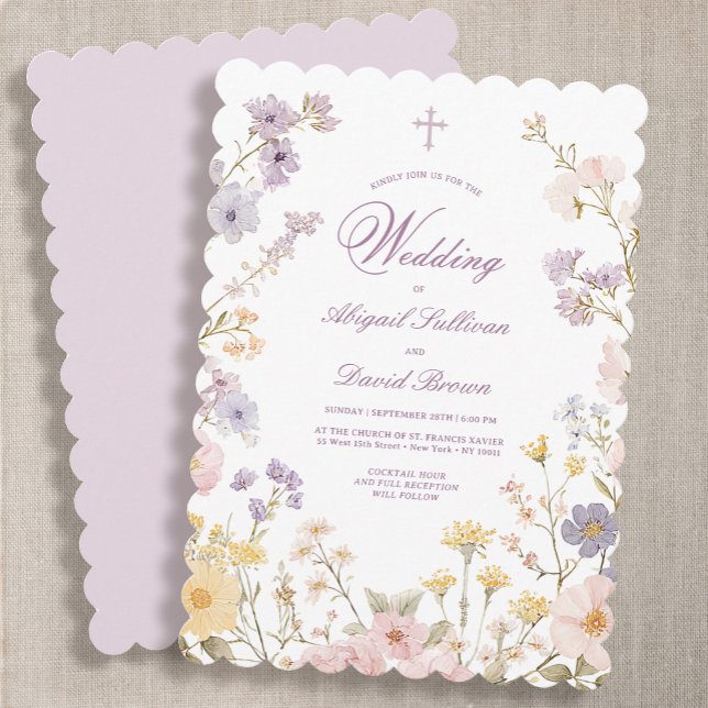 Convite de Casamento Religioso com Moldura Floral  (Criador carregado)