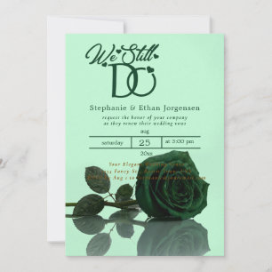 Convite de Casamento Renovação de Votos Green Rose