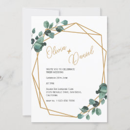 Convite de Casamento Retângulo Dourado com Verdor