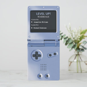 Convite de Casamento Retro Blue II Console de Jogo