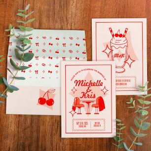 Convite de Casamento Retro Diner