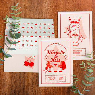 Convite de Casamento Retro Diner