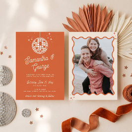 Convite de Casamento Retro Groovy 70s Marfim Laran