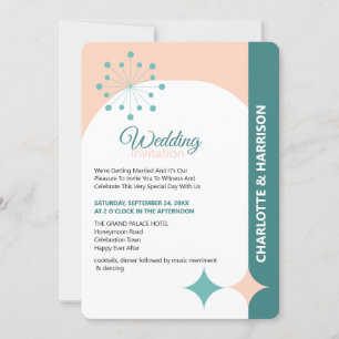 Convite de Casamento Retro Moderno de Meados do Sé